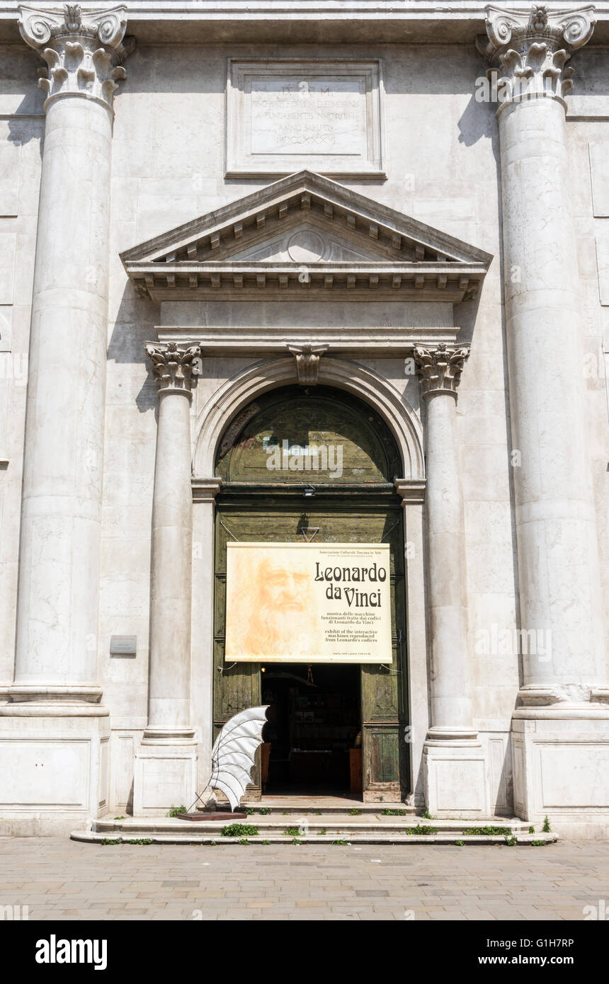 Les machines de l'exposition Léonard de Vinci à la Chiesa di San Barnaba, Campo San Barnaba, Dorsoduro, Venise, Italie Banque D'Images