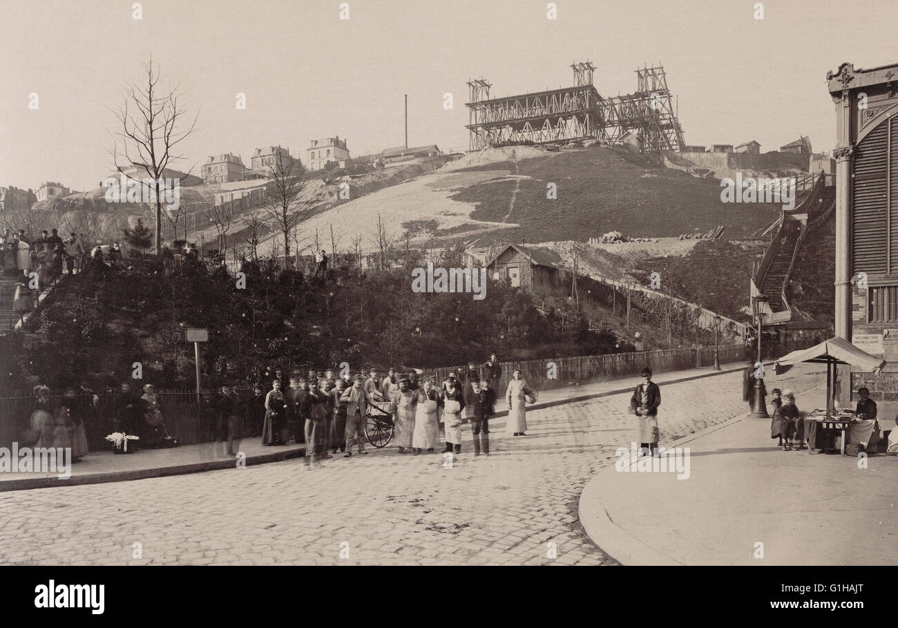 La construction de l'église du Sacré-Cœur à Montmartre. Paris 18e arrondissement, France, 1882 . Banque D'Images