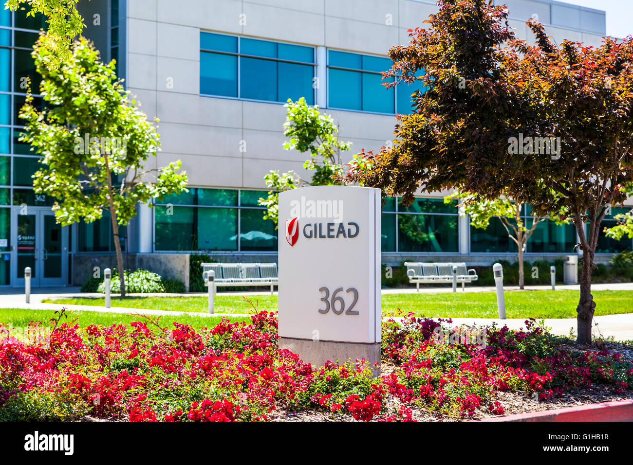 Un Gilead Sciences signe à Foster City en Californie Banque D'Images