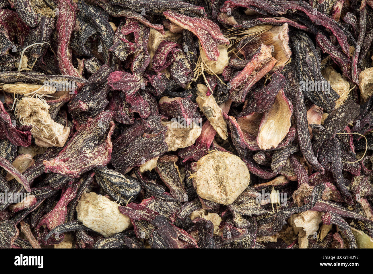 Dans un contexte de libre circulation du sang et le métabolisme de la tisane d'hibiscus et de gingembre, y compris Banque D'Images