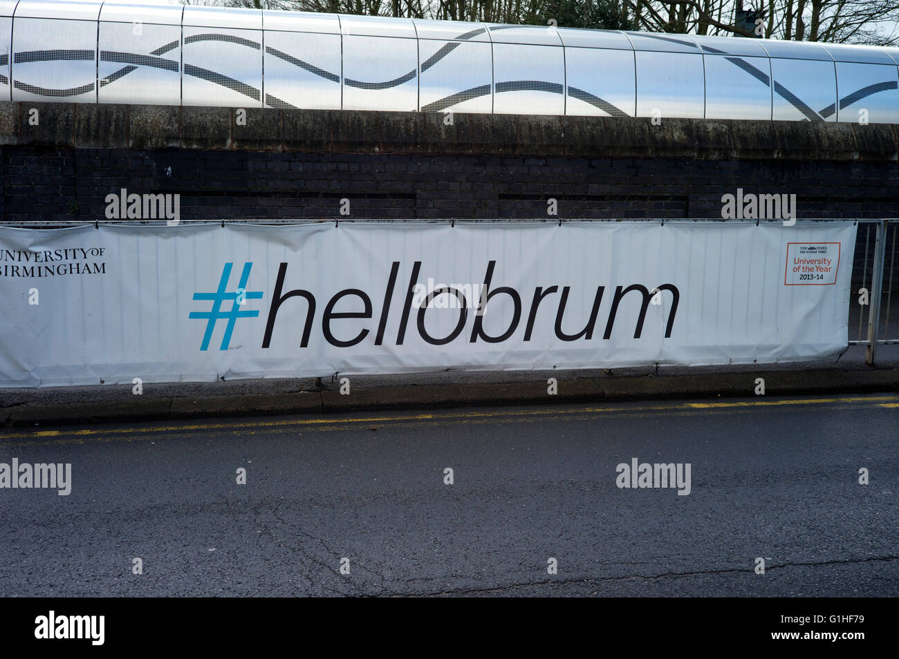 Université de Birmingham twitter hashtag Hellobrum Banque D'Images
