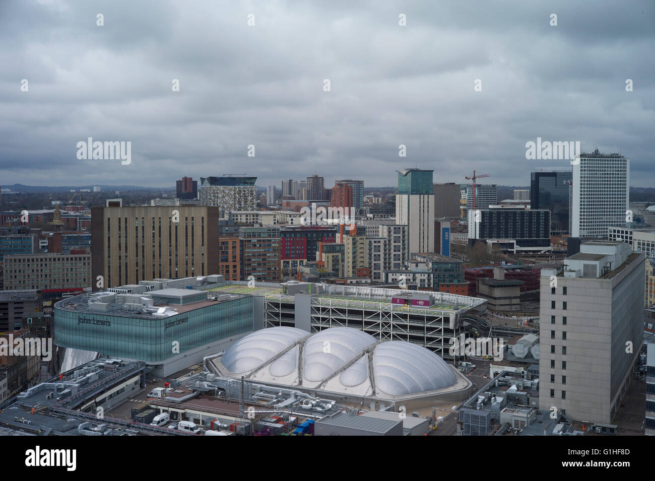 Birmingham skyline avec Grand Central shopping centre, la boîte aux lettres et John Lewis Banque D'Images