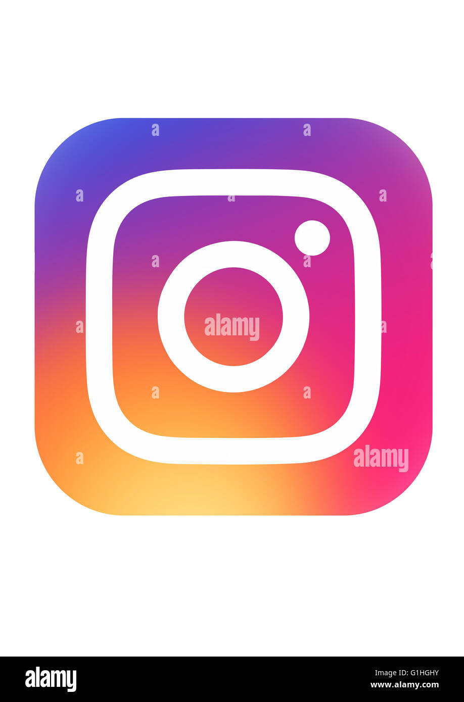 Nouveau logotype Instagram imprimés sur papier blanc. Banque D'Images