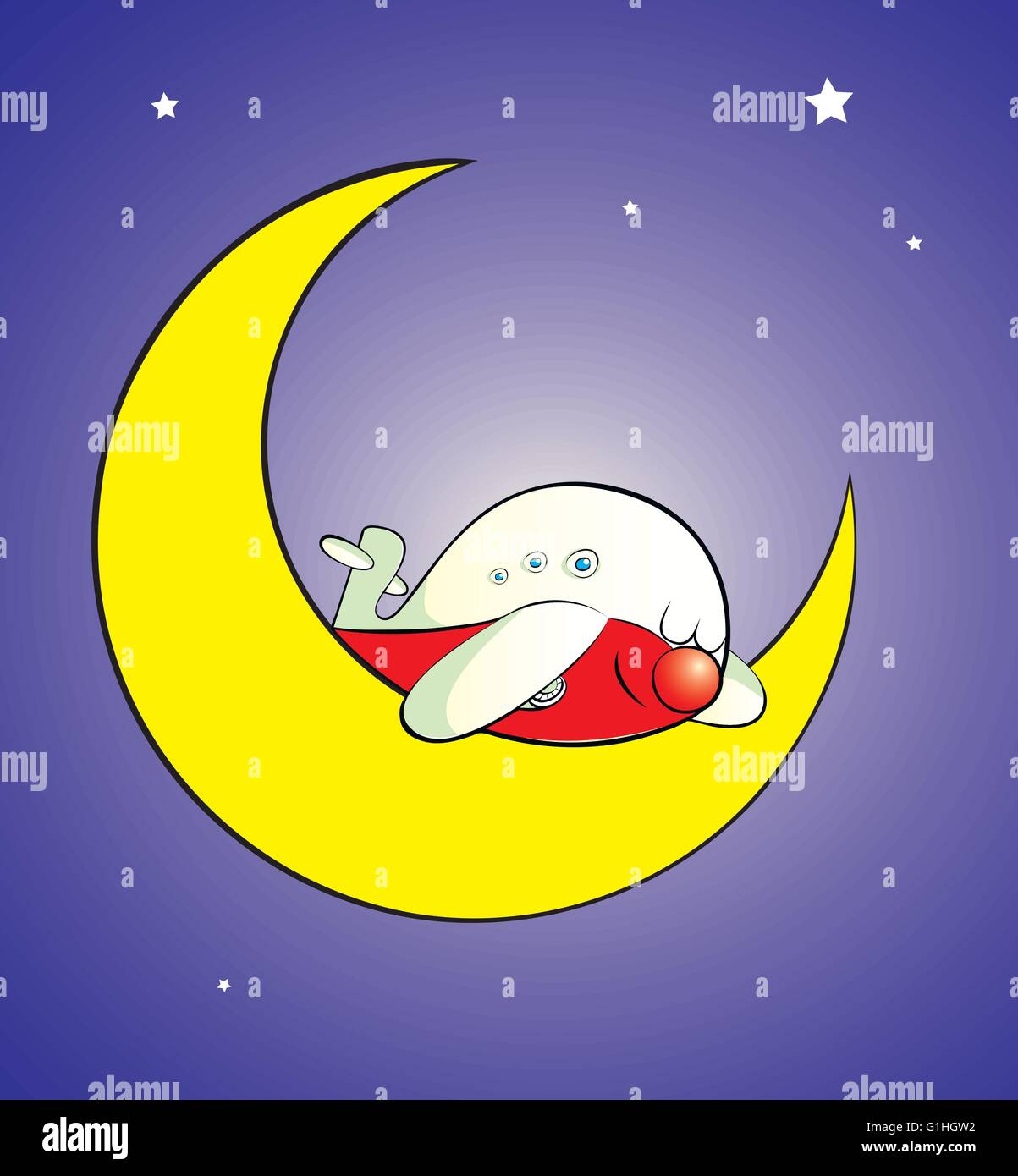 Vector illustration d'avion dormir sur lune Illustration de Vecteur