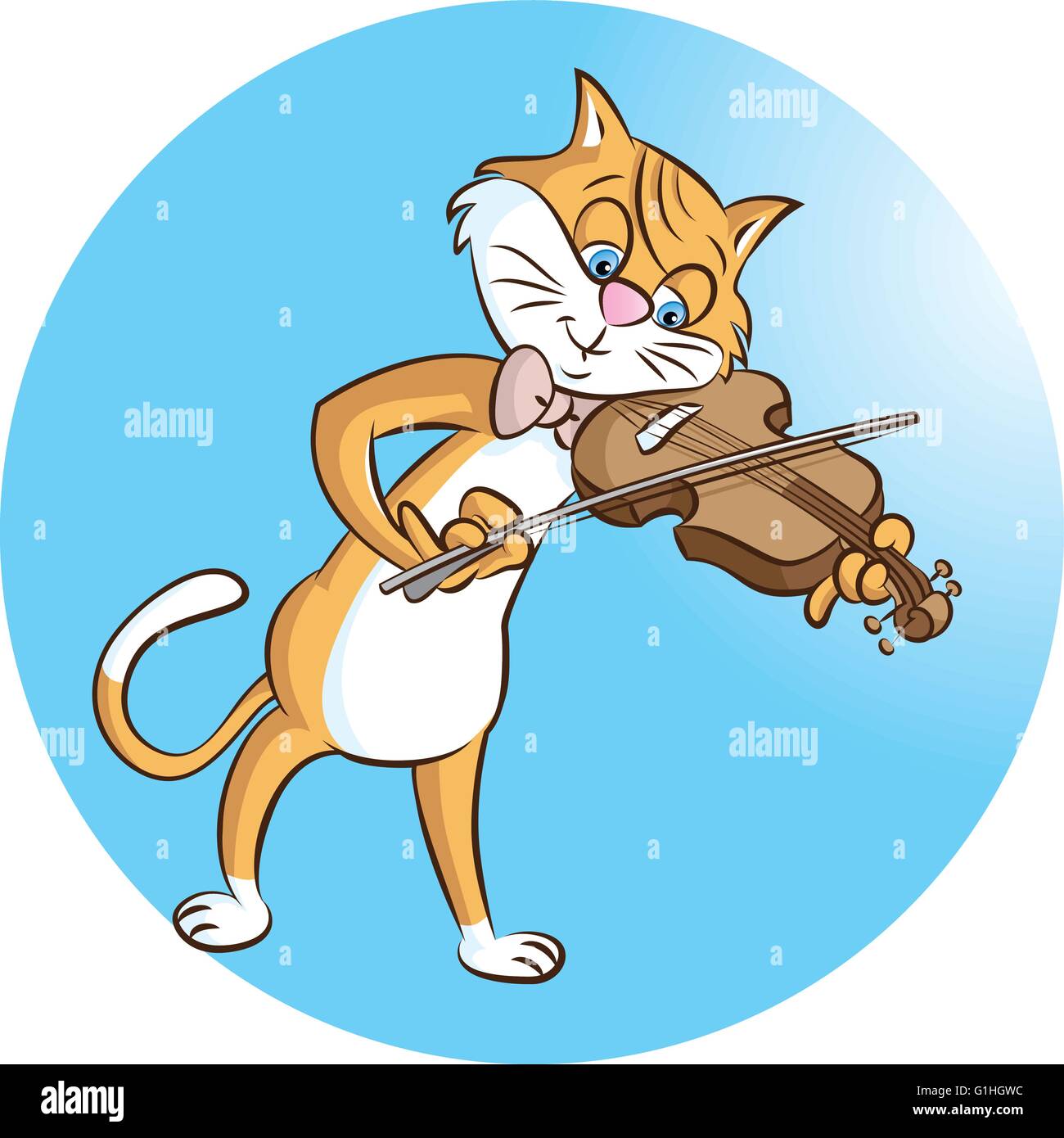 Vector illustration de chat jouant du violon sur fond bleu Illustration de Vecteur