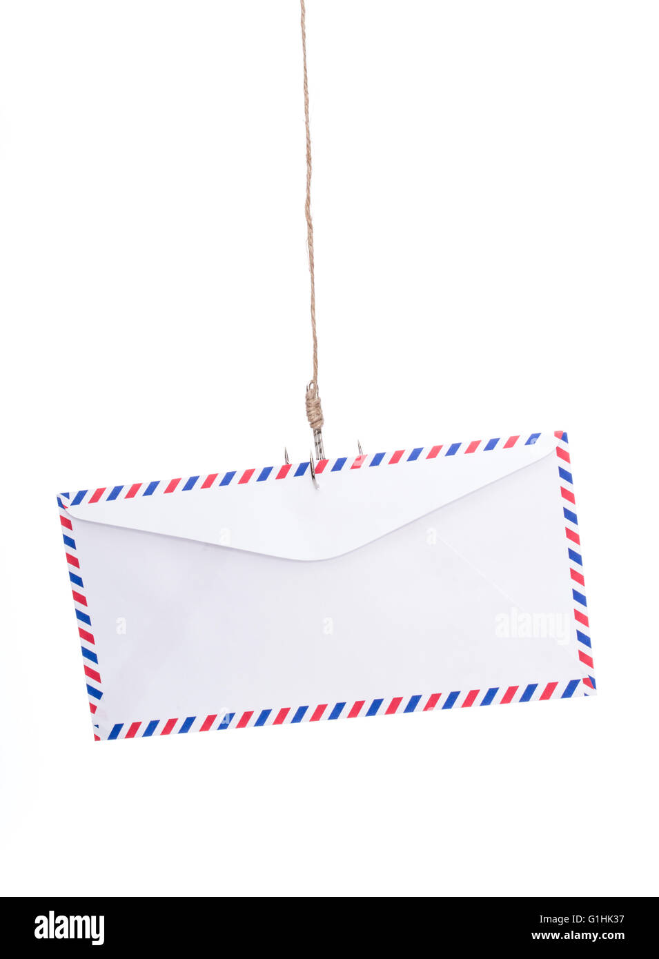 Airmail Phishing, lettre sur un crochet de pêche Banque D'Images