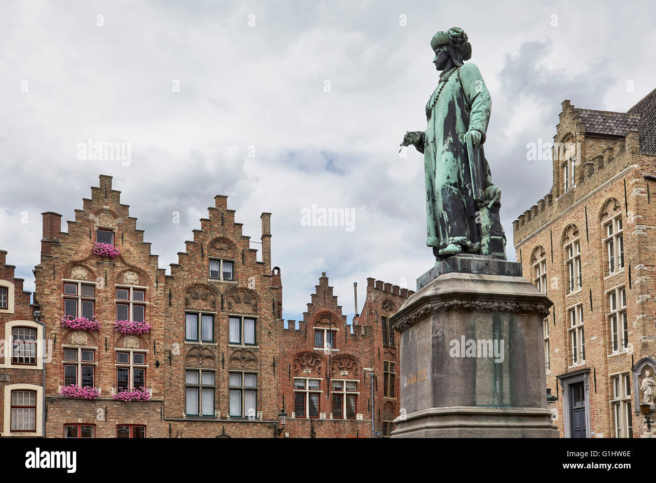 Jan Van Eyck Square. Brugge. La Belgique. Banque D'Images
