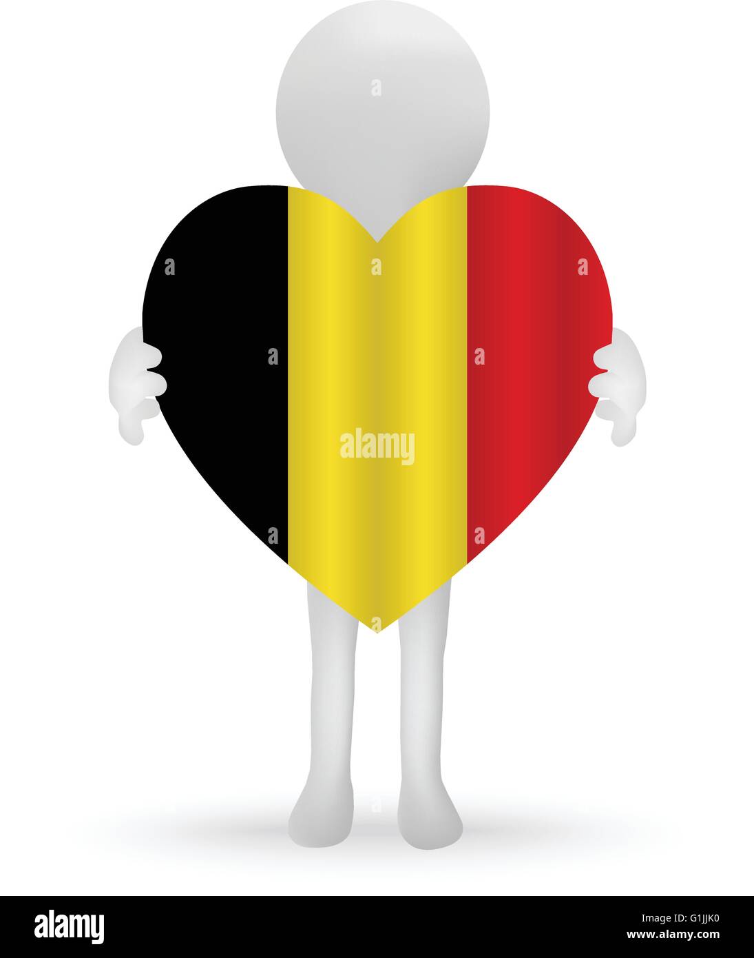 Vecteur EPS 10 - 3d petit homme tenant un drapeau belge Illustration de Vecteur