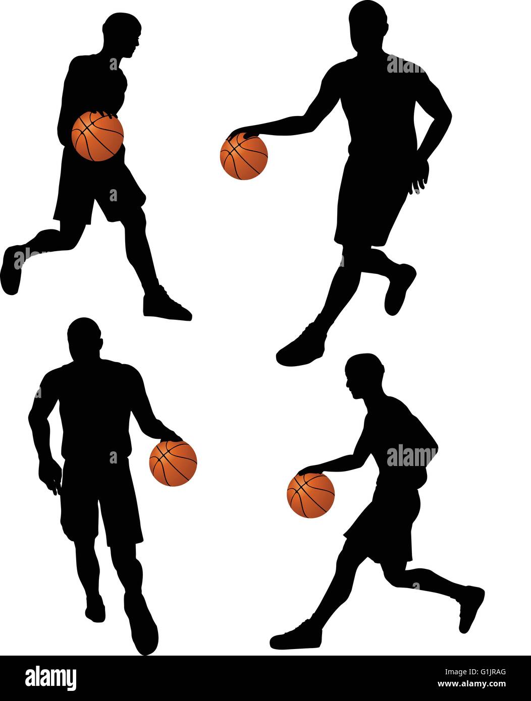 Vecteur EPS 10 silhouettes de joueurs de basket-ball en position dribble  Image Vectorielle Stock - Alamy