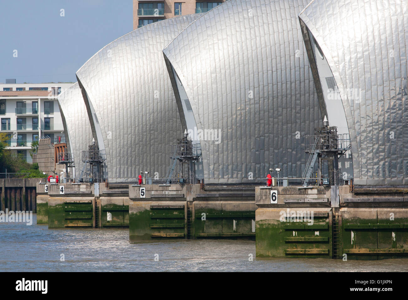 Thames Barrier, Woolwich, Londres. Banque D'Images