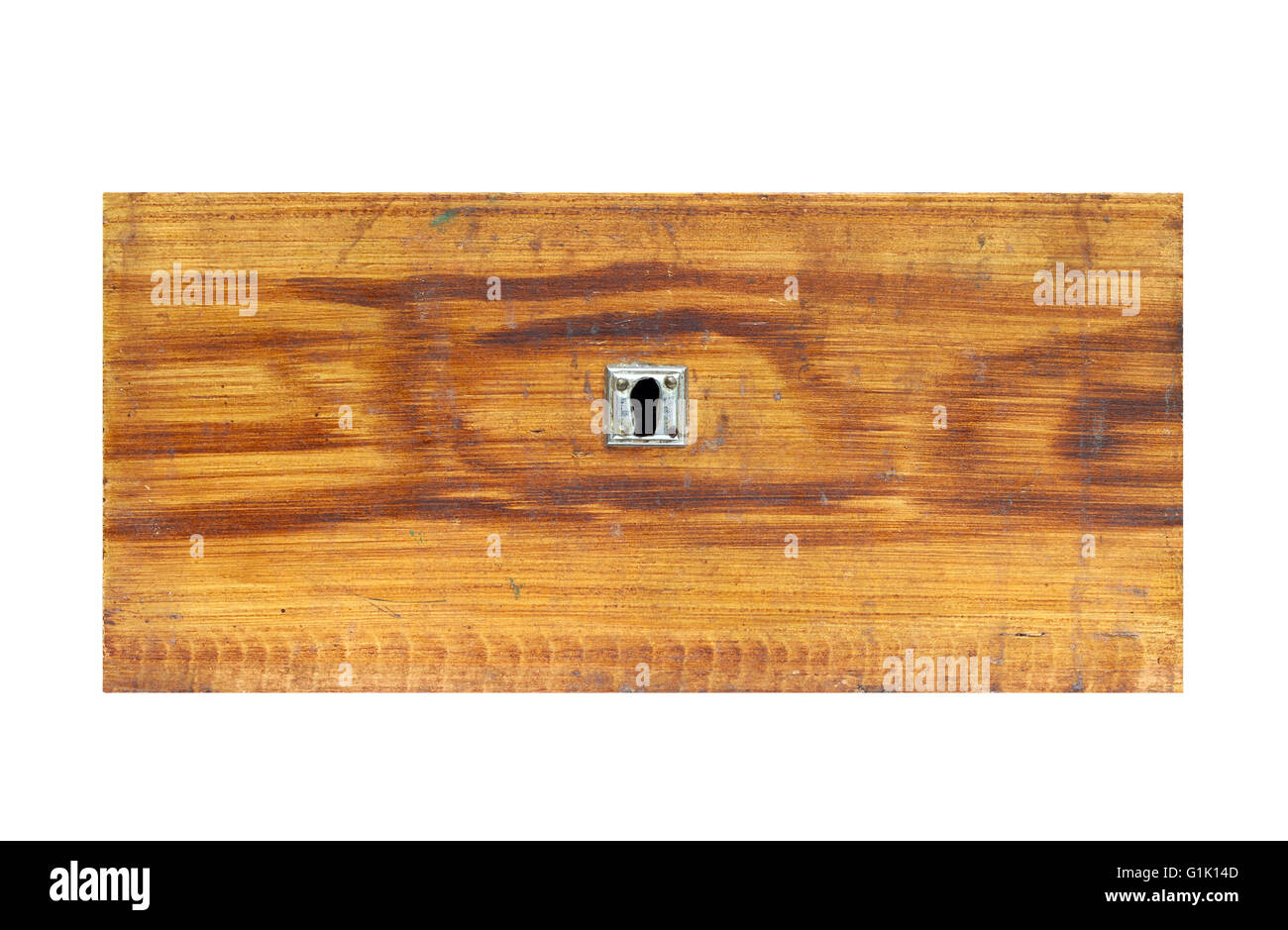 Détail de l'ancien tiroirs en bois sur fond blanc - vue avant Banque D'Images