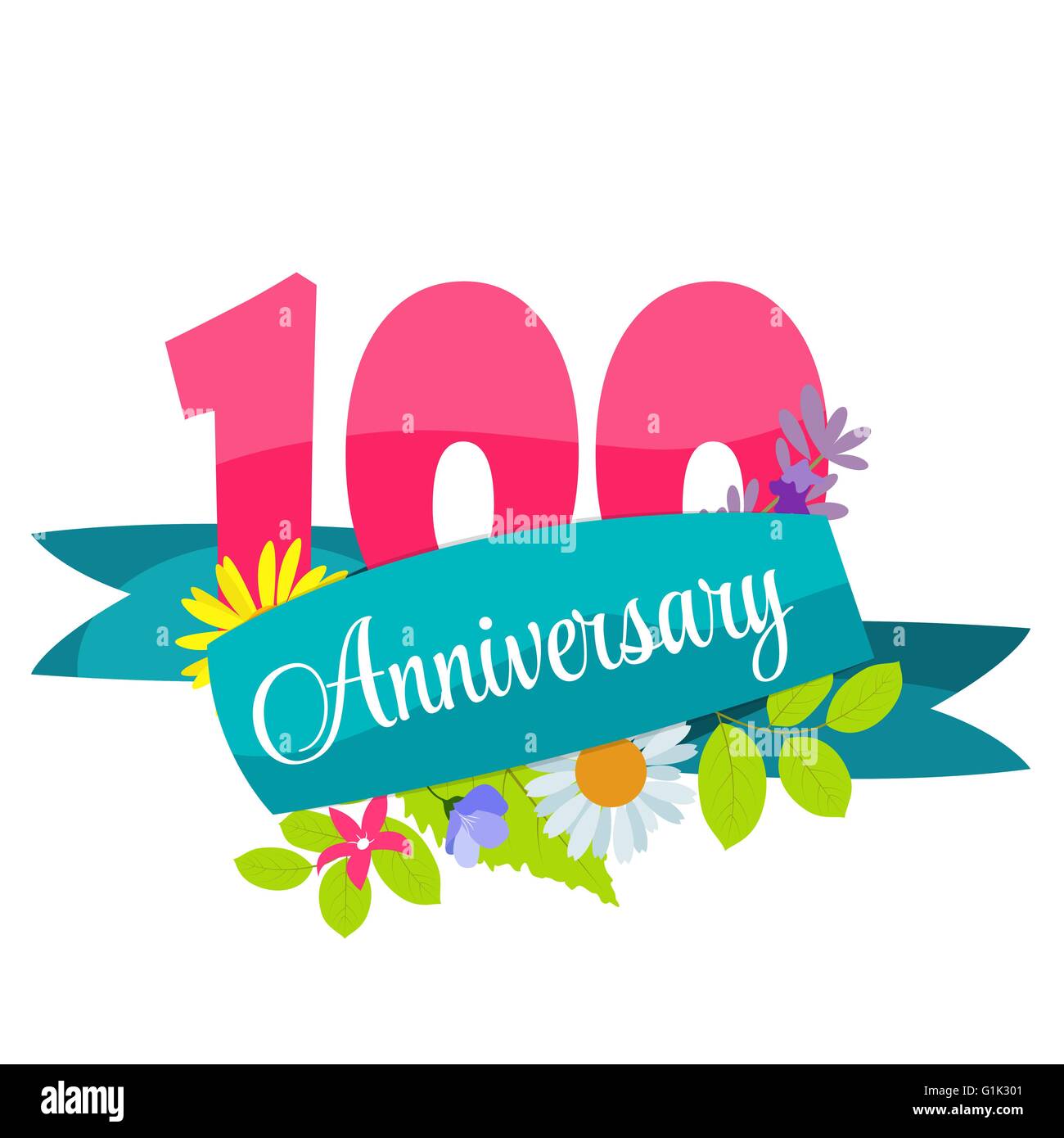 Modèle mignon anniversaire 100 ans Sign Vector Illustration Illustration de Vecteur