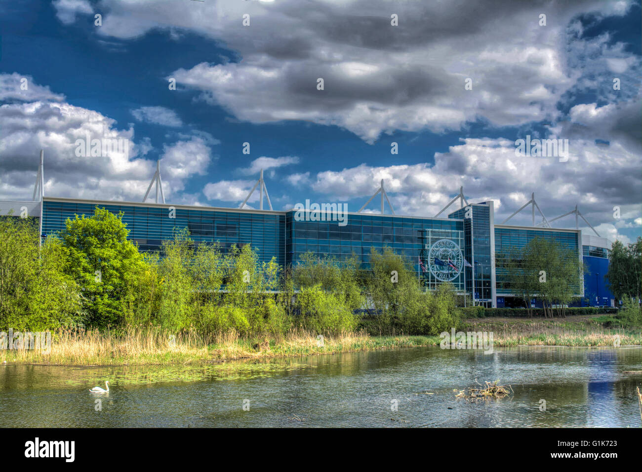 Image HDR sur la rivière Soar à la King Power Stadium accueil de la ville de Leicester 2015-2016 Premier League des champions, de Leicester Banque D'Images
