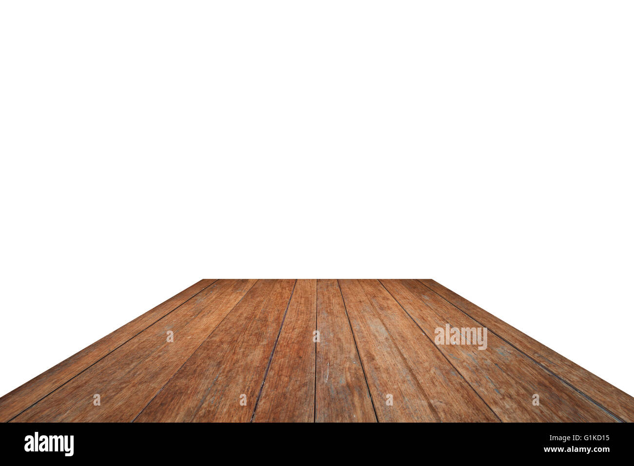 Table ancienne en bois isolé sur fond blanc, stock photo Banque D'Images
