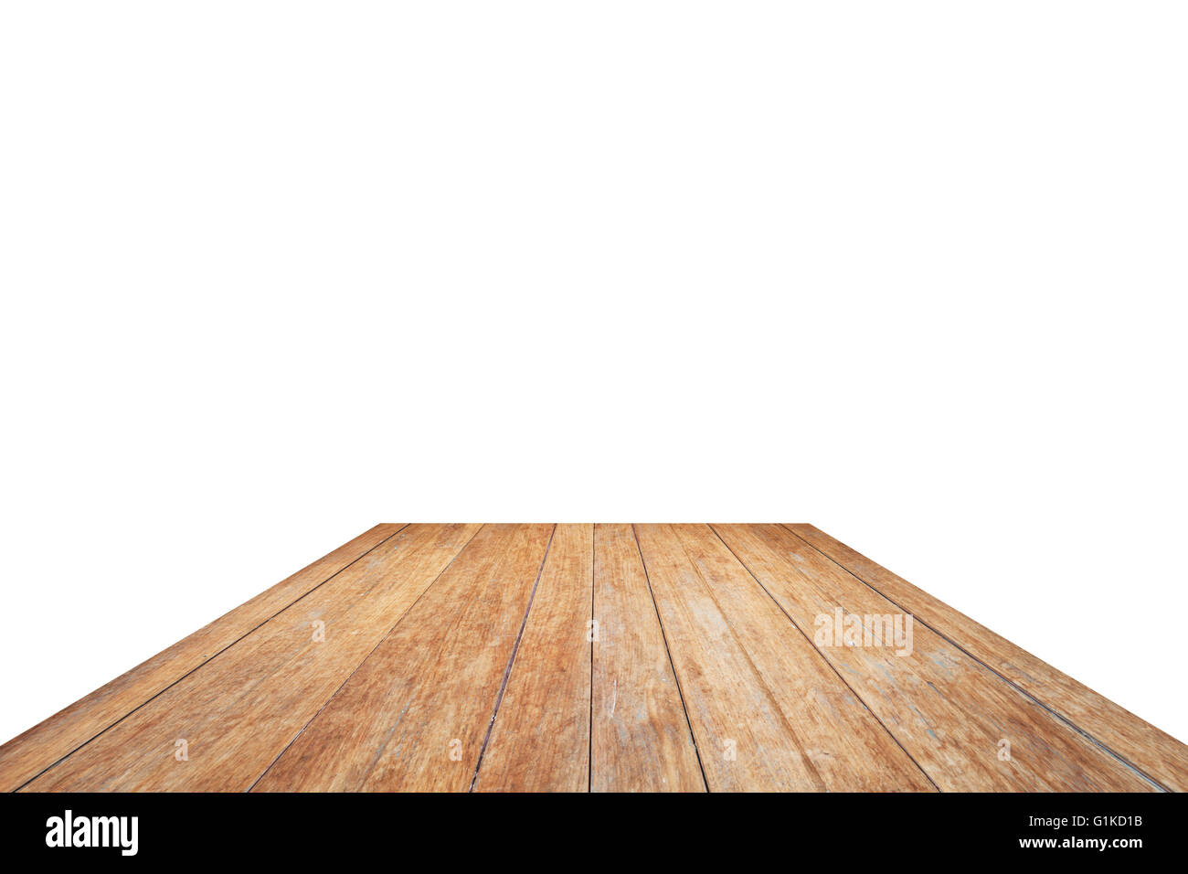 Haut de table en bois isolé sur fond blanc, stock photo Banque D'Images