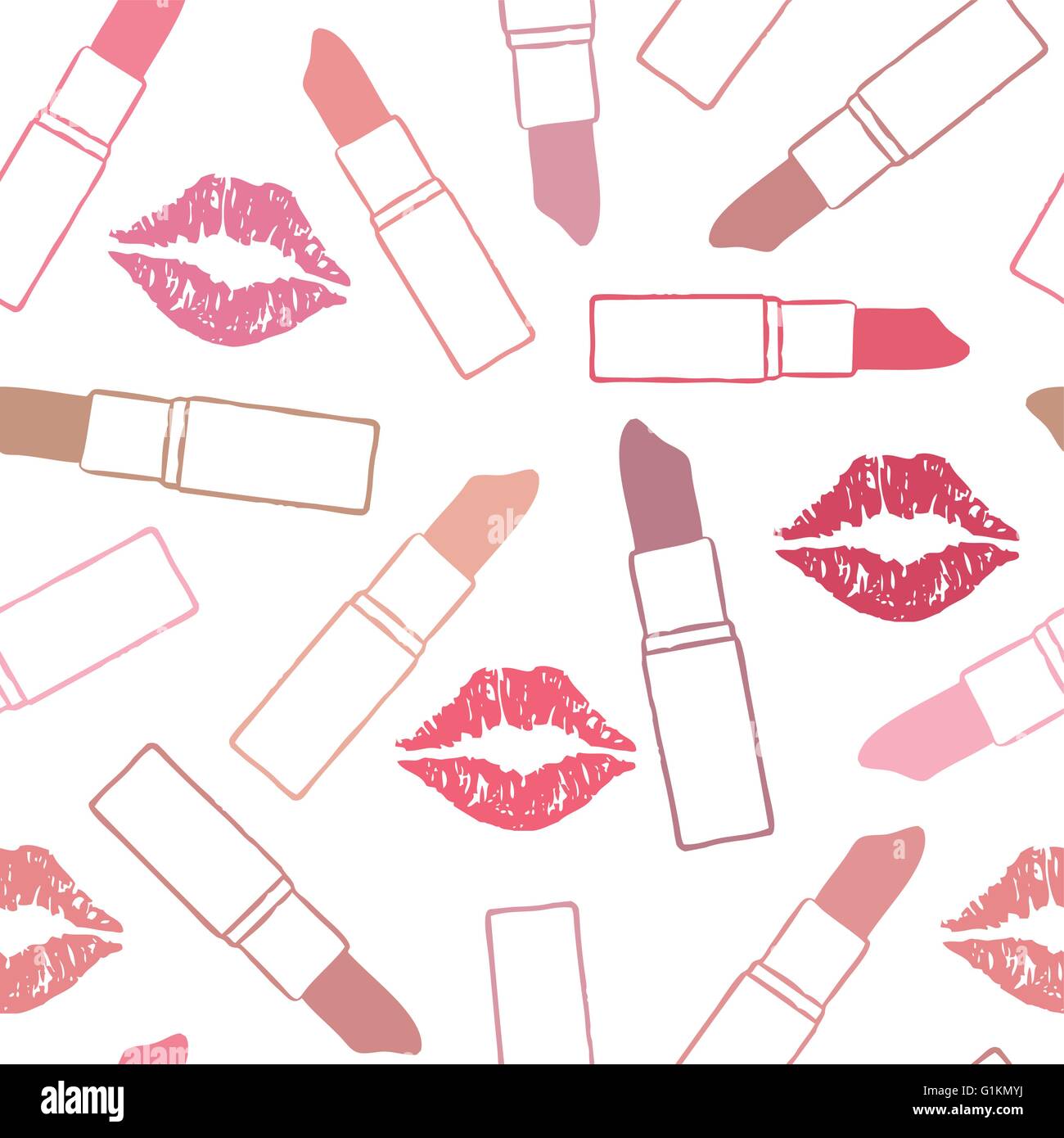 Seamless Vector background pattern avec les lèvres et rouge à lèvres 2 Illustration de Vecteur