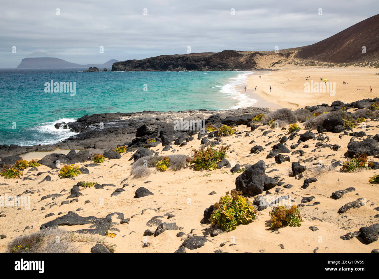 La plage de sable Playa de las Conchas, île de Graciosa, Lanzarote, îles Canaries, Espagne Banque D'Images