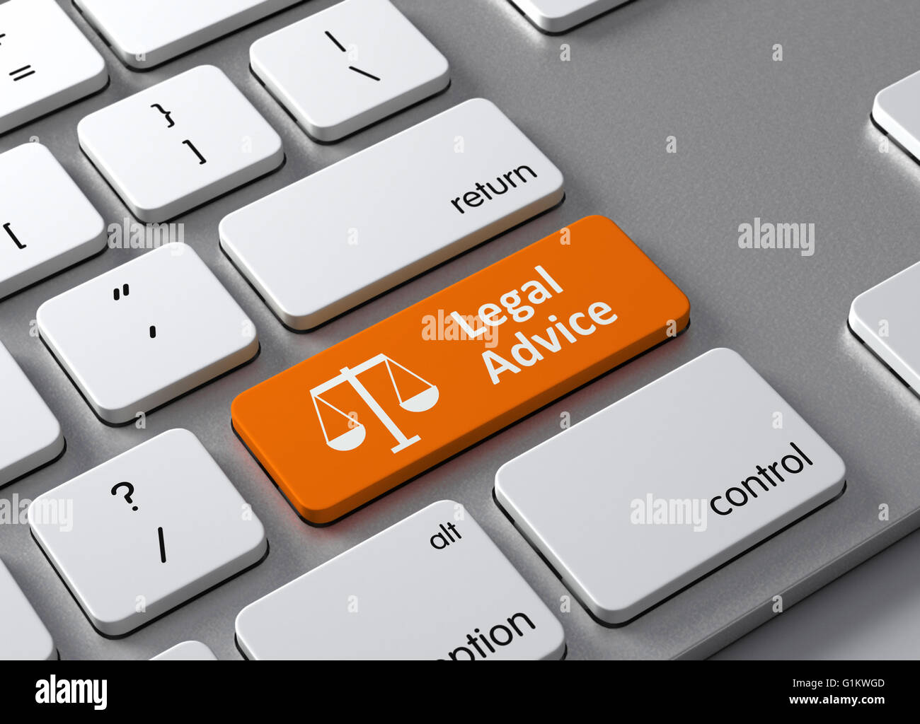 Un clavier avec un bouton orange Conseils juridiques Banque D'Images