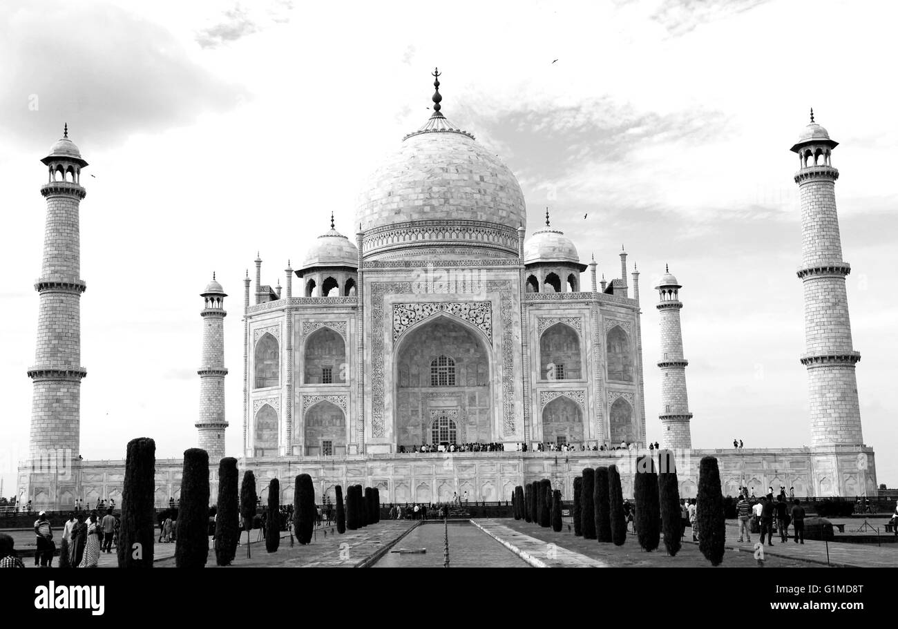 Célèbre Mausolée du Taj Mahal à Agra, Inde. Banque D'Images