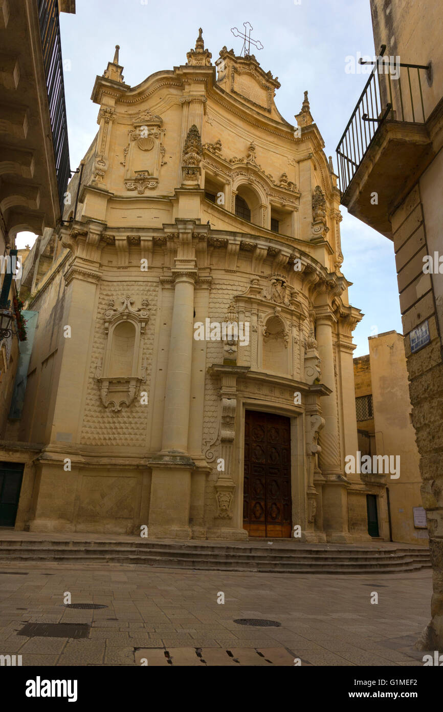 Lecce, l'église baroque de saint Matthieu. pierre des monuments Lecce Banque D'Images