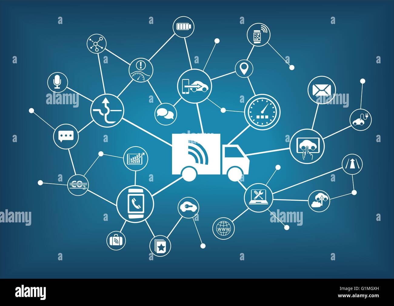 Camions connectés intelligents infographie Illustration de Vecteur