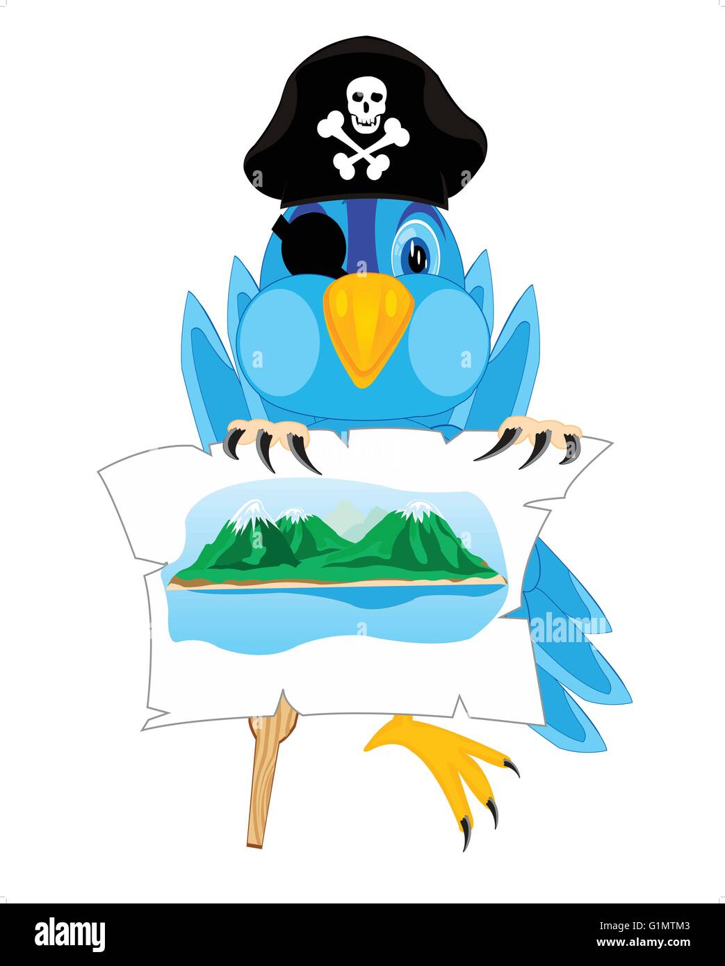 Illustration de l'oiseau de la pirate sur fond blanc Illustration de Vecteur