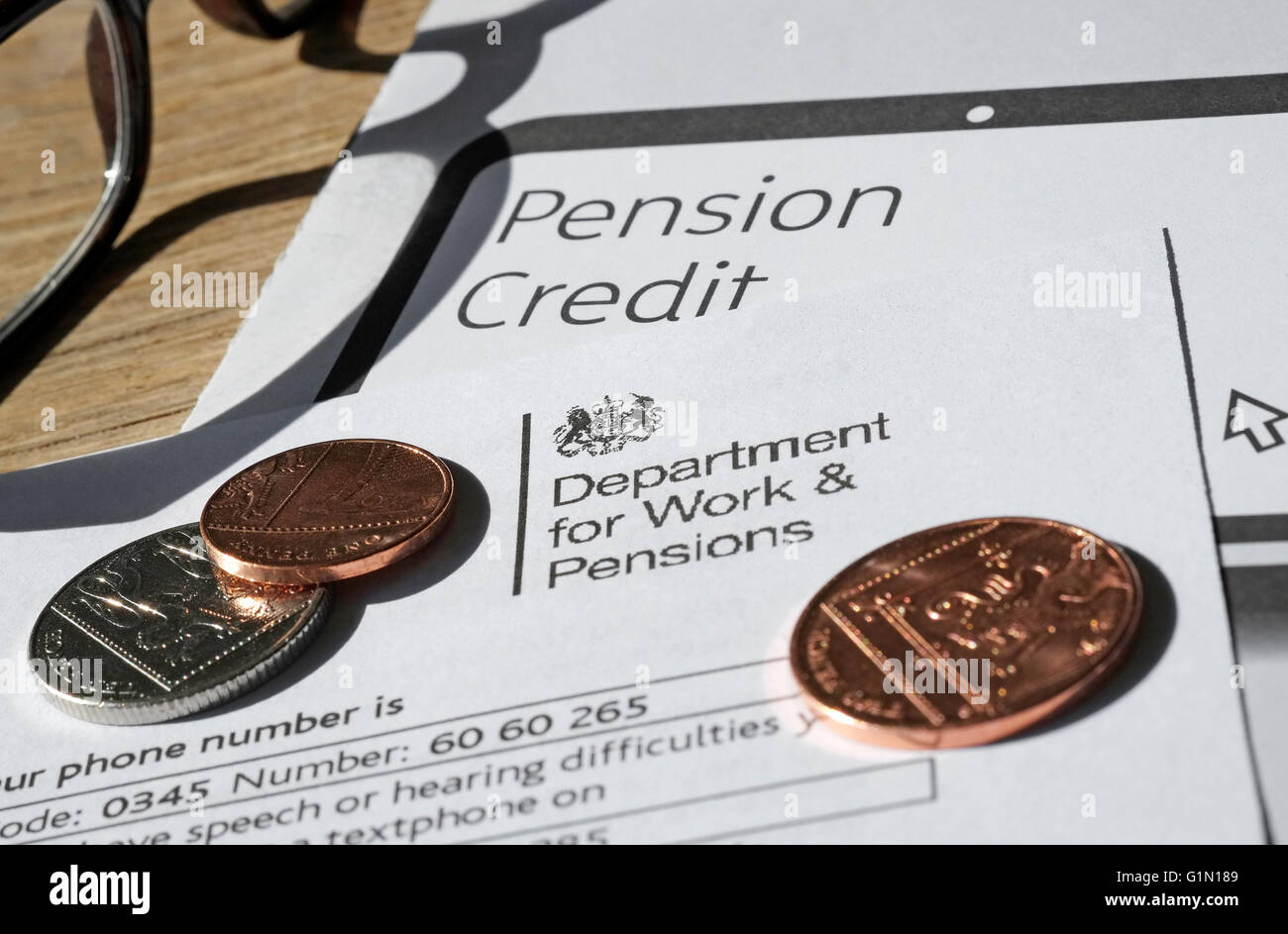 Pension de l'état documents de crédit Banque D'Images