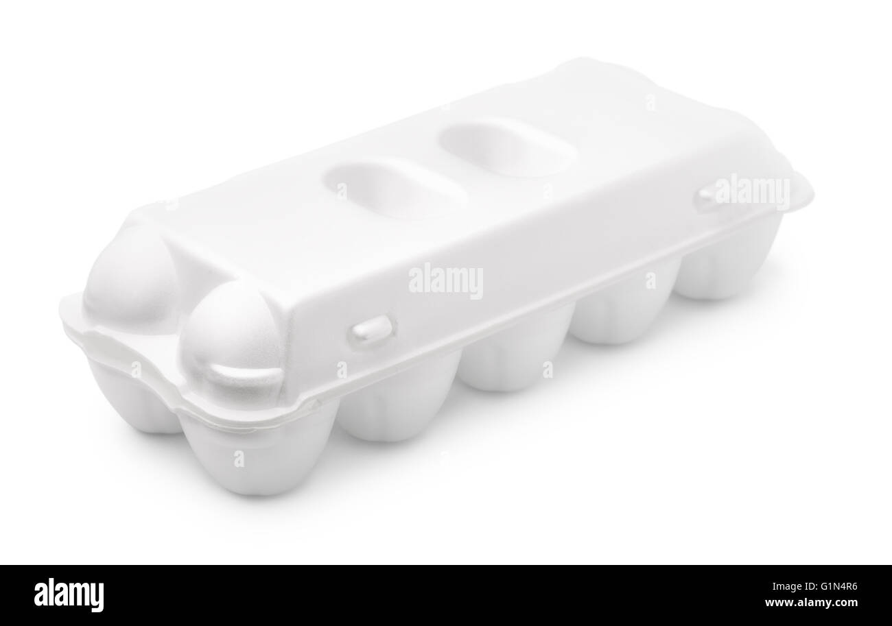 Carton mousse d'oeufs blanc isolated on white Banque D'Images