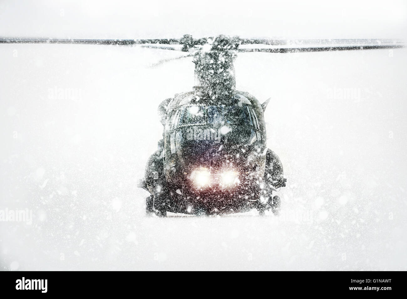 Chinook de Boeing dans la neige Banque D'Images