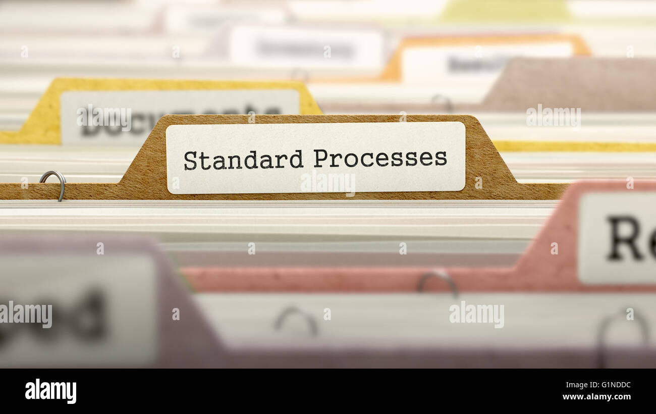 Processus standard Concept sur étiquette fichier. Banque D'Images