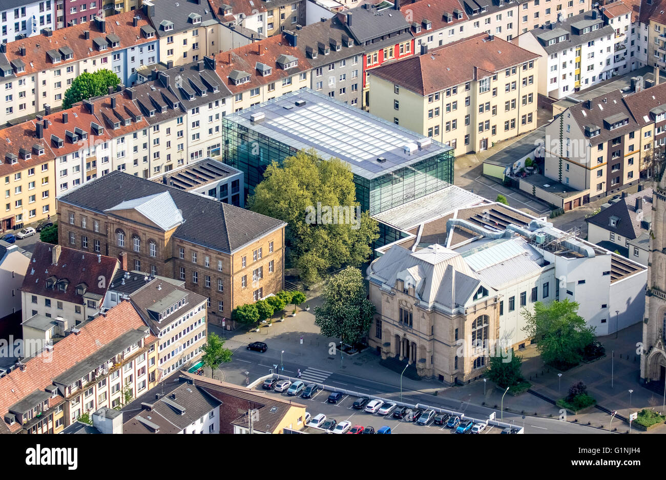 Vue aérienne, Osthaus Museum, Museum Square 3, City Museum, Carl-Ernst-Osthaus-Museum Hagen, Hagen, Ruhr, Rhénanie du Nord-Westphalie, Banque D'Images