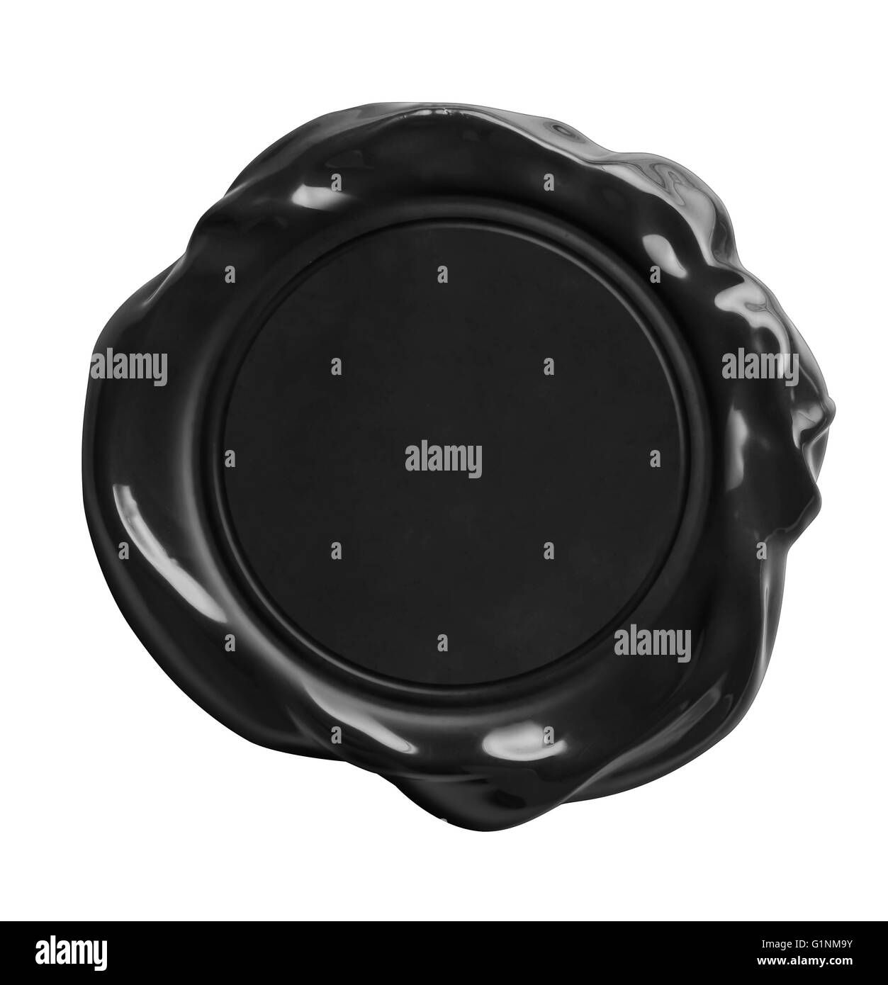 Ancien sceau de cire noire isolée stamp with clipping path inclus Banque D'Images