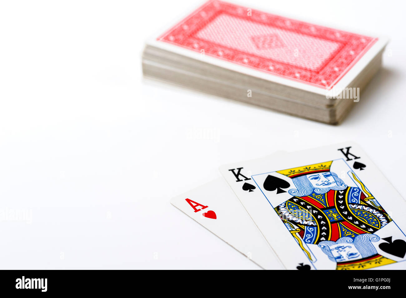 As Roi et pile de cartes à jouer. Banque D'Images