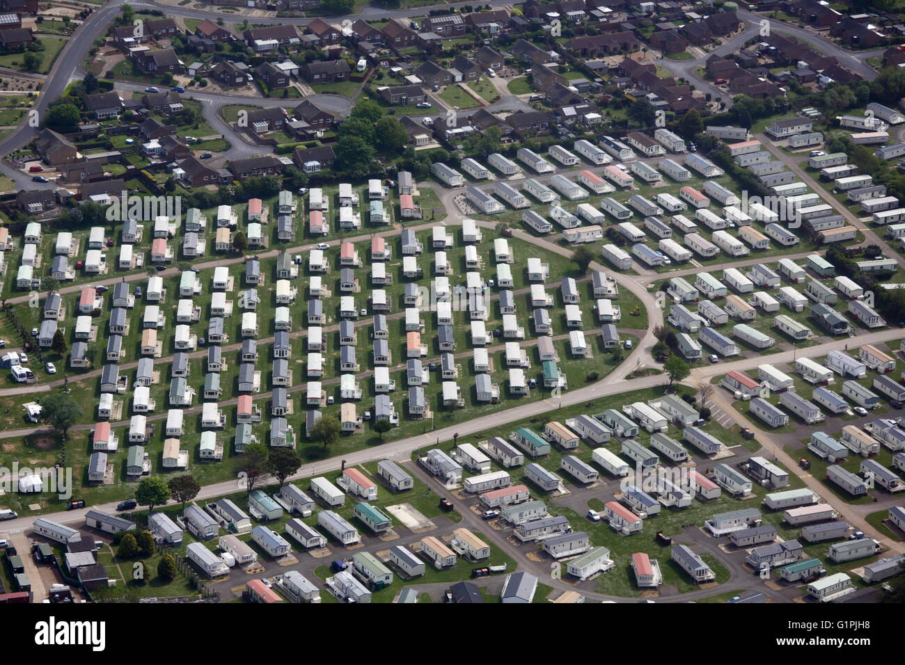 Vue aérienne de Caravan Park, Hunstanton Banque D'Images