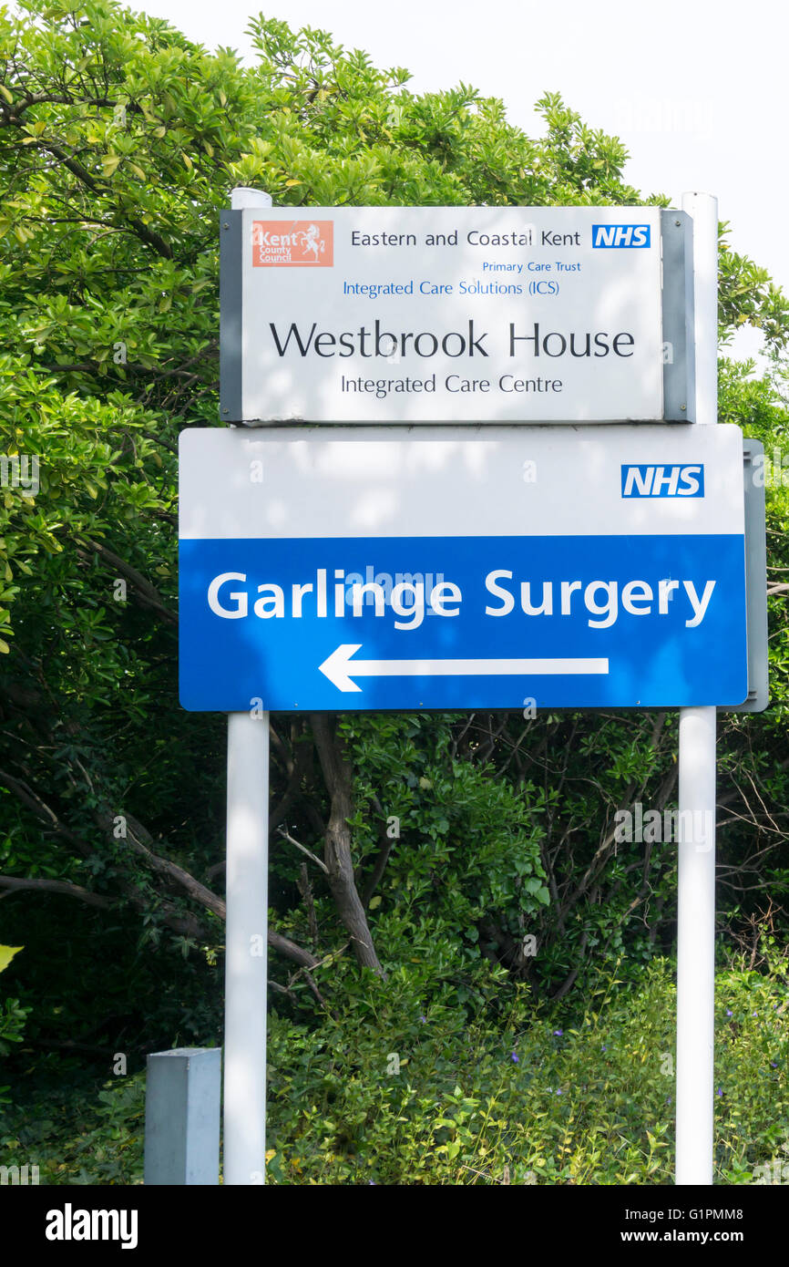 Inscrivez-vous pour l'Est et du littoral Kent Primary Care Trust Westbrook House et chirurgie Garlinge à Margate, Kent. Banque D'Images