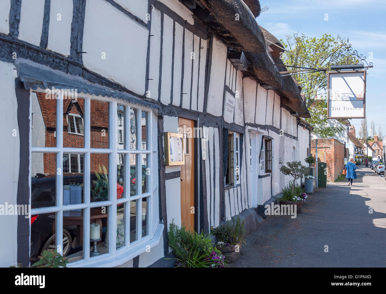 16e siècle 'La Chaume' pub, High Street, Thame, Oxfordshire, Angleterre, Royaume-Uni Banque D'Images