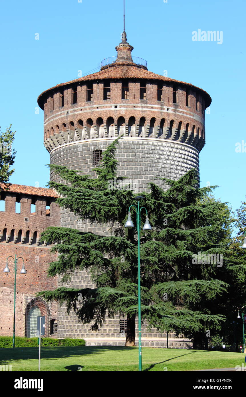 Bastion du château Sforzesco de Milan, Italie Banque D'Images