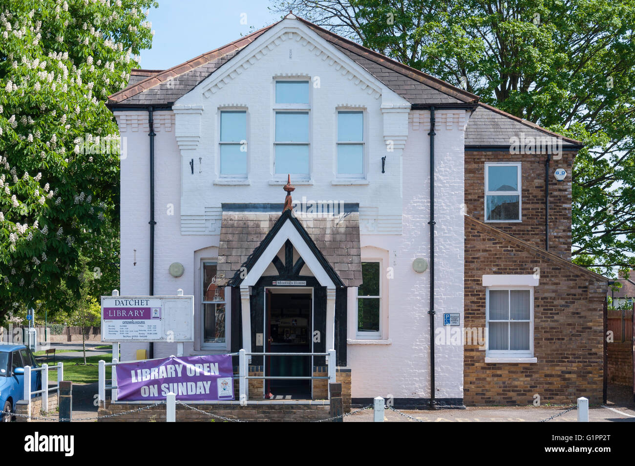 Bibliothèque de Datchet, Montagu House, Horton Road, Datchet, Berkshire, Angleterre, Royaume-Uni Banque D'Images