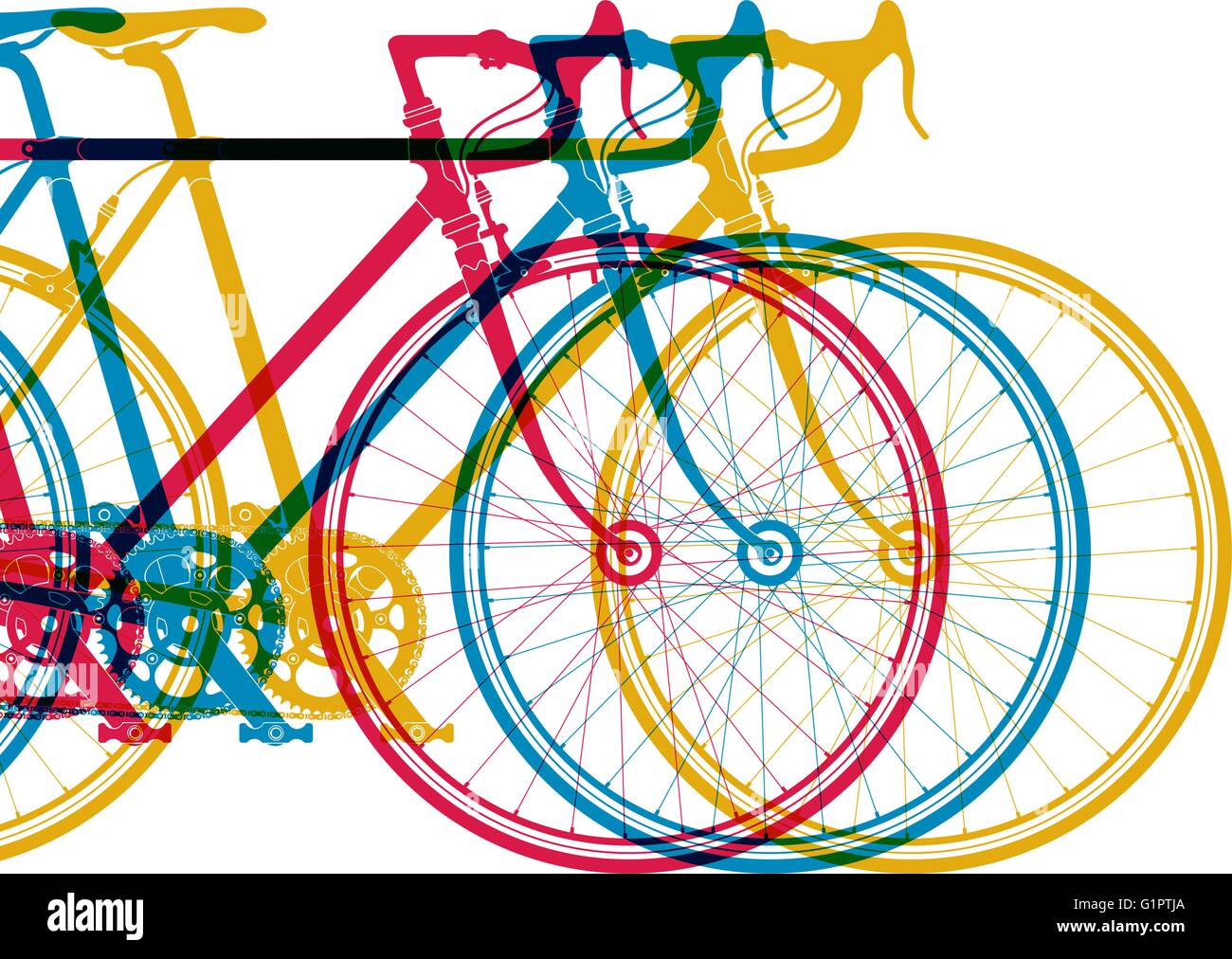 Résumé fond 3 vélos dans différentes couleurs sur blanc, vector illustration pour votre conception Illustration de Vecteur