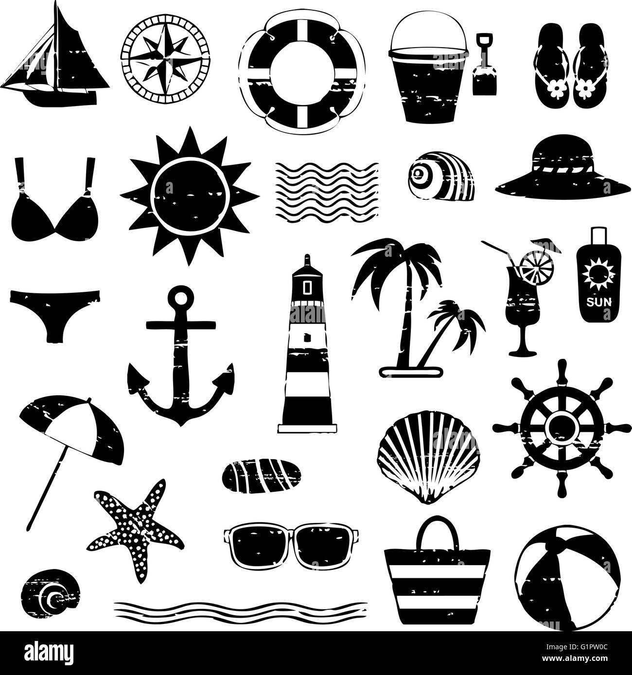 Série des symboles mer rayé Illustration de Vecteur