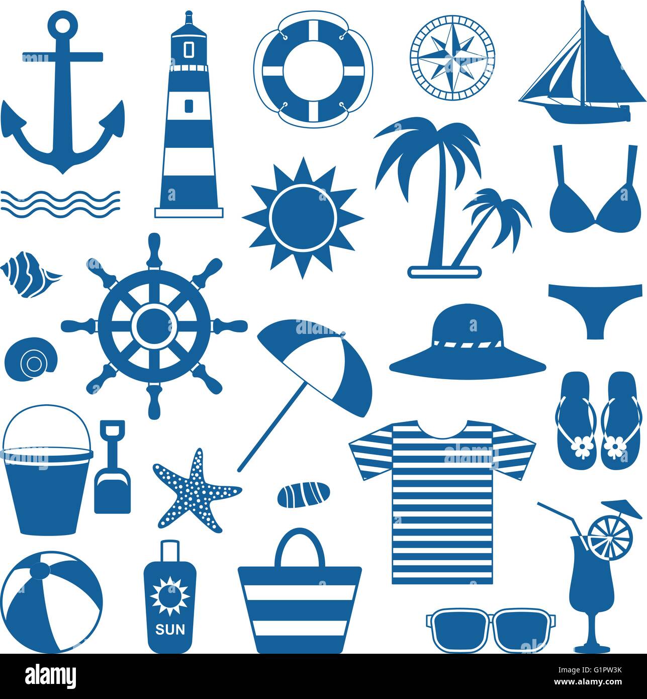 Symboles de la mer Illustration de Vecteur