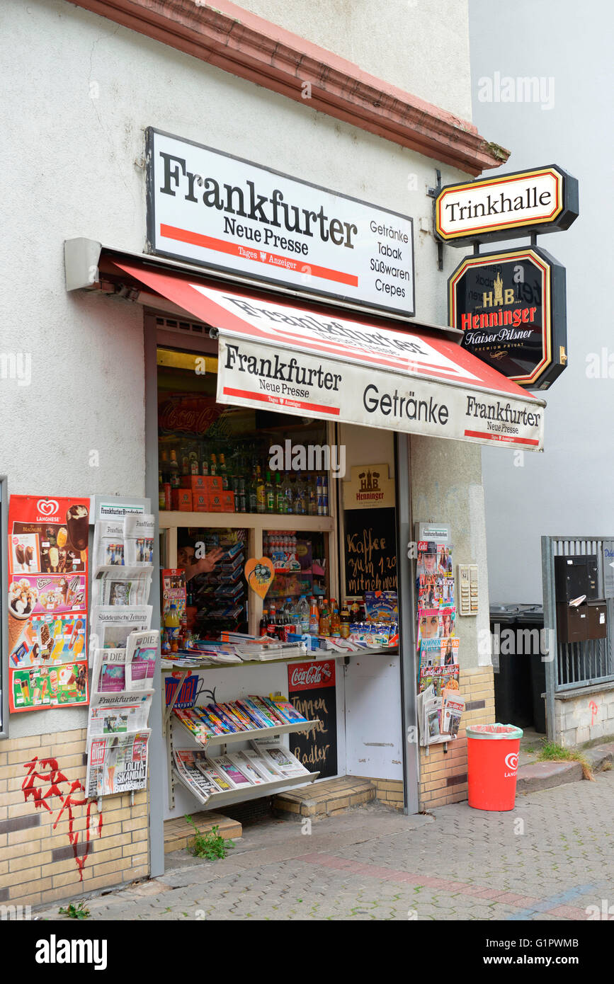 Kiosque, Berger Strasse, Francfort sur le Main, Hesse, Allemagne Banque D'Images