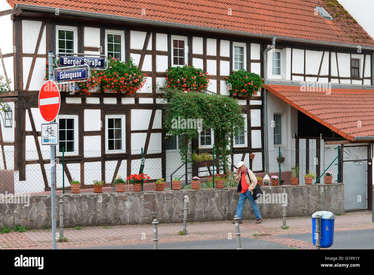 Maison à pans de bois, Berger Strasse, Bornheim, Francfort sur le Main, Hesse, Allemagne Banque D'Images
