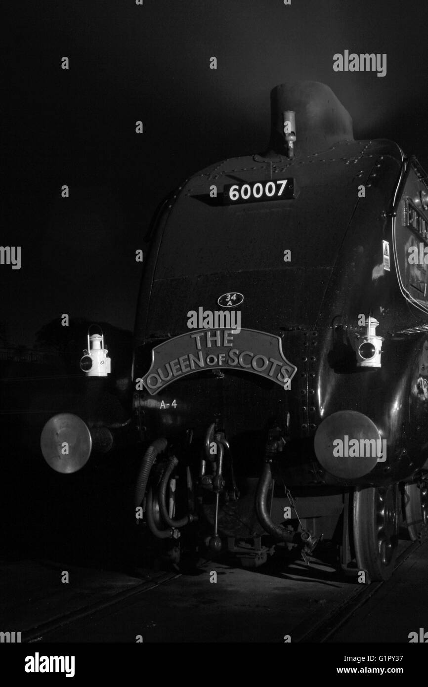 Le Grand Rassemblement à Shildon Locomotion Février 2014 60007 Sir NIGEL GRESLEY en noir et blanc Banque D'Images