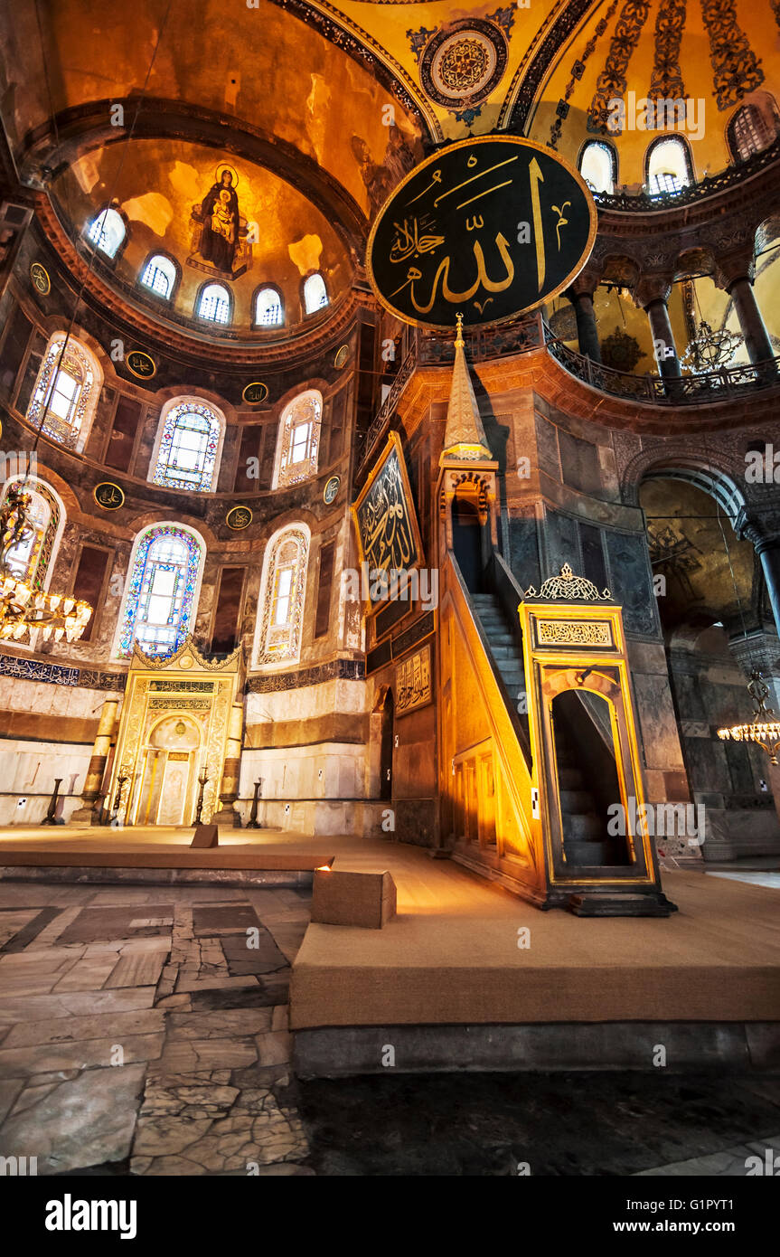 L'intérieur de la basilique Sainte Sophie, Istanbul Banque D'Images