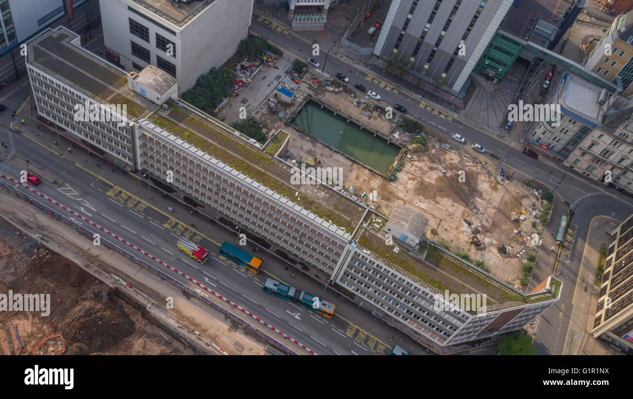 Vues aériennes sur Cardiff Central Square et le centre-ville PHILLIP ROBERTS Banque D'Images