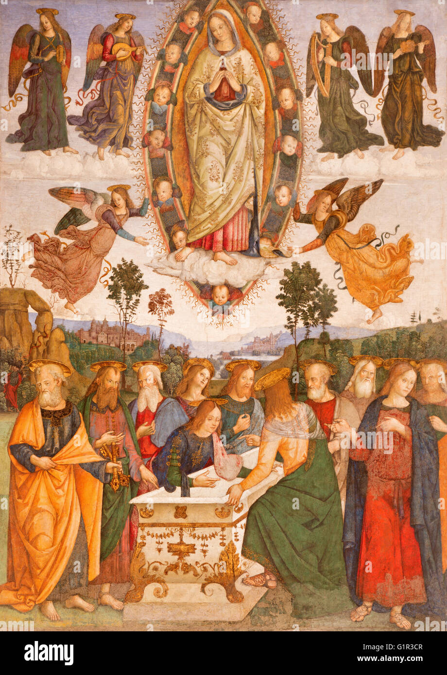 ROME, ITALIE - Le 9 mars 2016 : la fresque de l'hypothèse de la Vierge Marie par l'aide de Aiuto del Pinturicchio (1489 - 1491) Banque D'Images