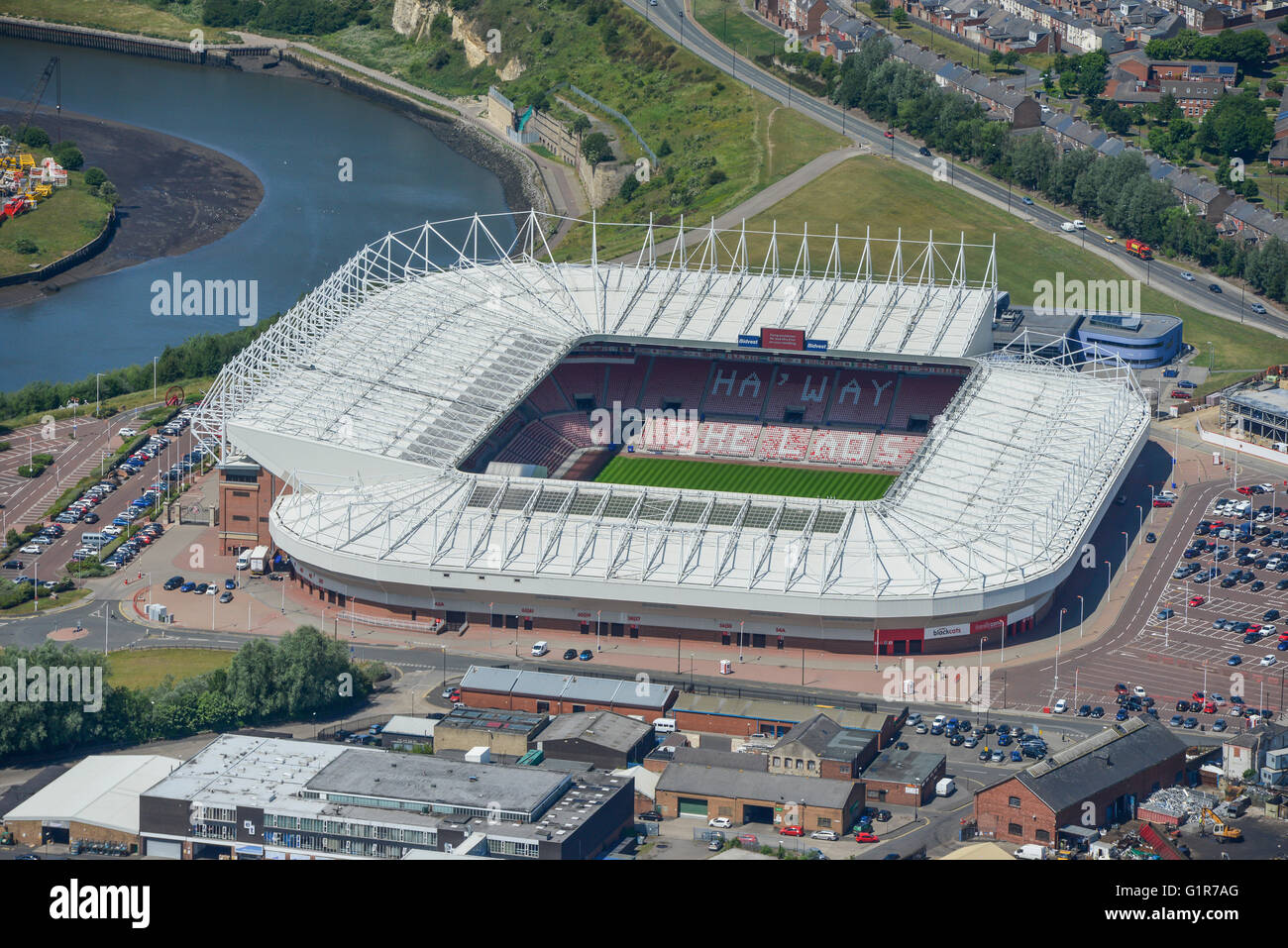 Une vue aérienne du stade de la lumière, accueil de Sunderland AFC Banque D'Images