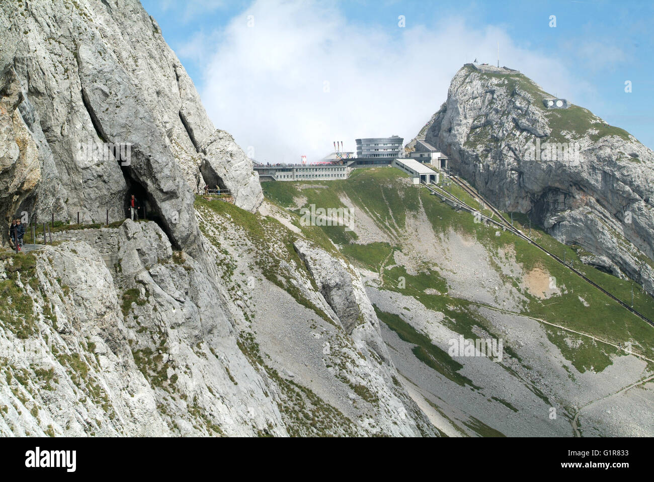 Pilatus Kulm, près du sommet du mont Pilatus, à la frontière entre le canton de Obwald et Nidwald dans le centre de l'ELAP Banque D'Images