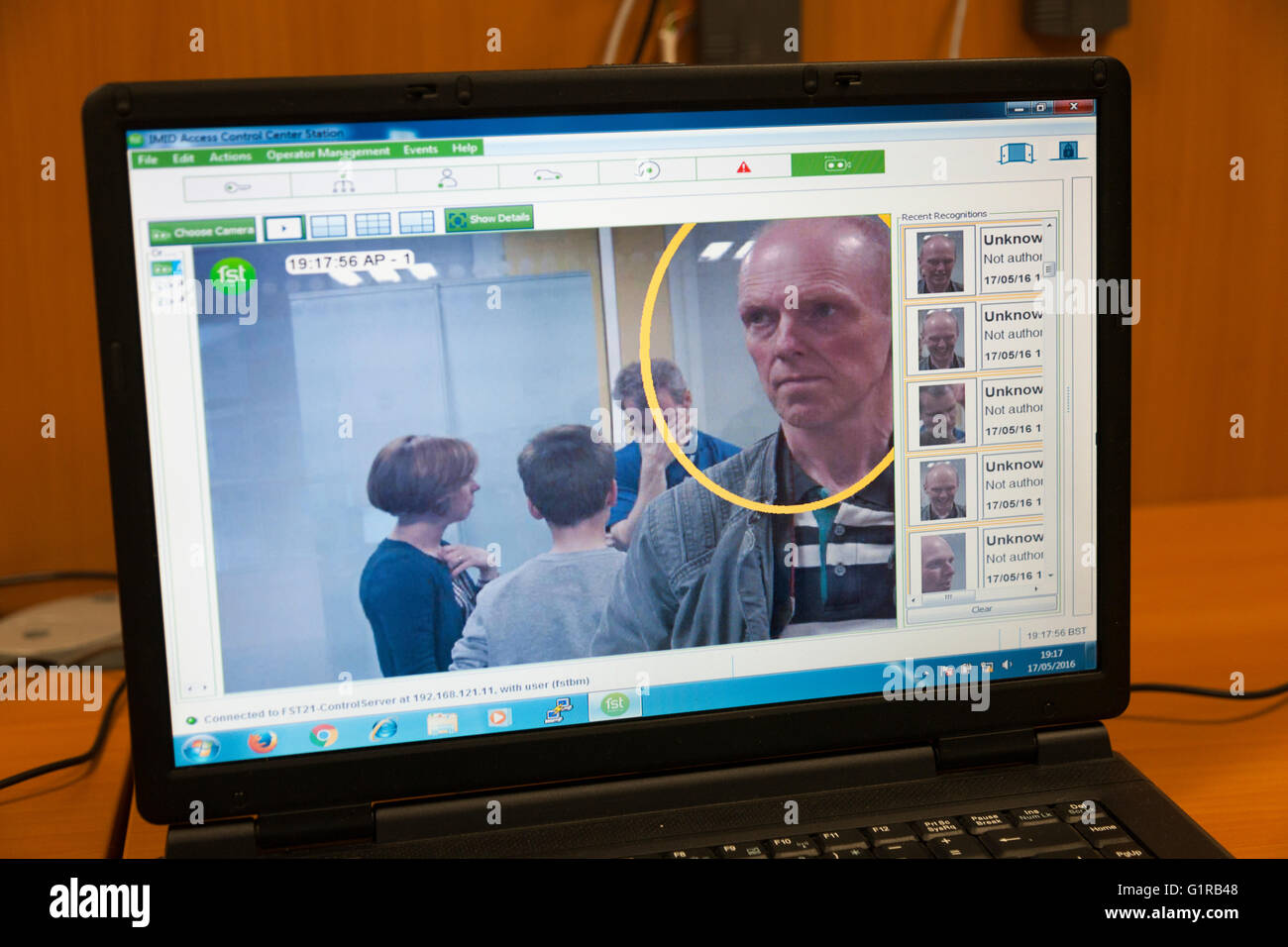 L'équipement de recherche de reconnaissance faciale s'affichent lors de Portes ouvertes au National Physical Laboratory (NPL), Teddington. Londres. UK. Banque D'Images